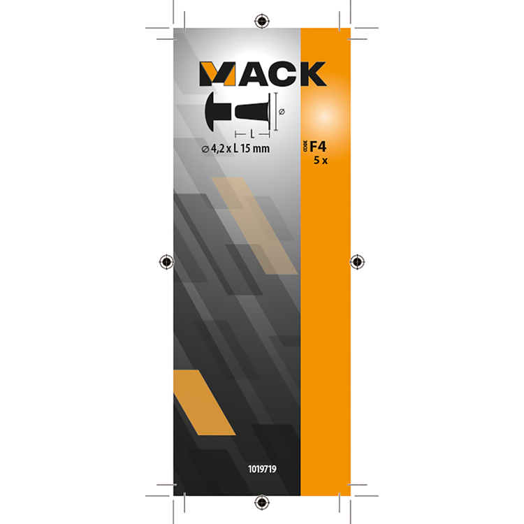 Mack 1019719 - klinknagel messing 5 st 4,2 x 15 mm | 10 stuks
