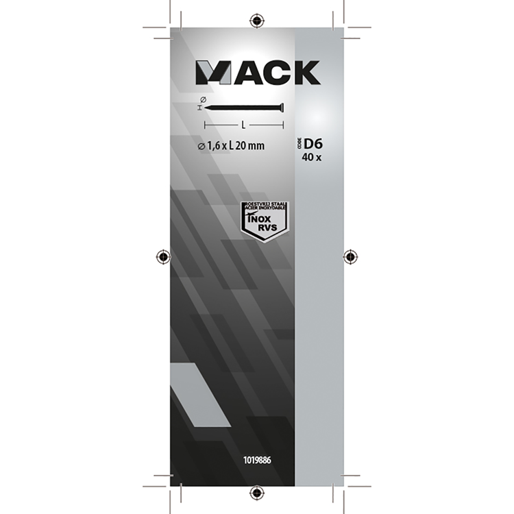 Mack 1019886 - nagel platte kop inox a2 40 st1,6 x 20 mm | 10 stuks
