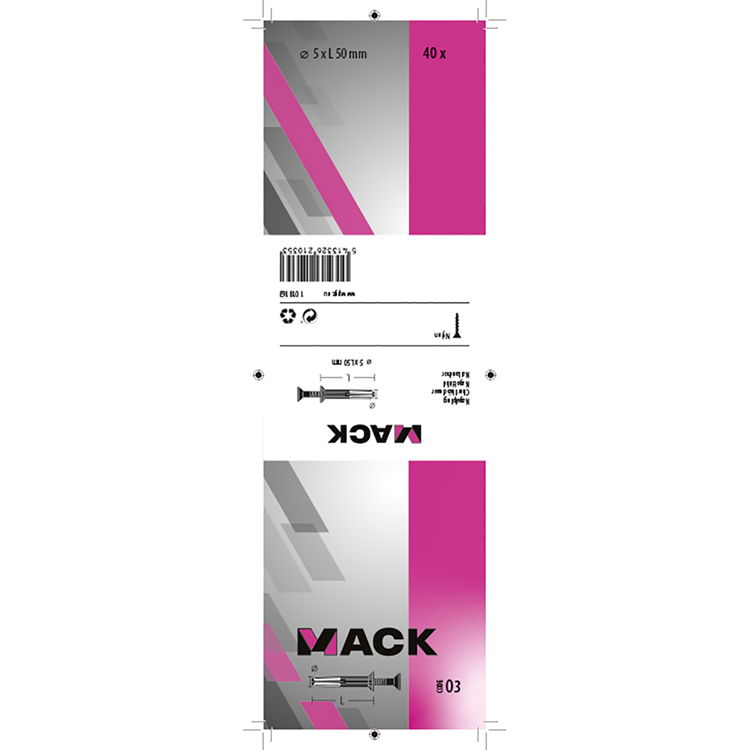 Mack 1018163 - nylon nagelplug polyamide 40 st 5 x 50 mm | 3 stuks