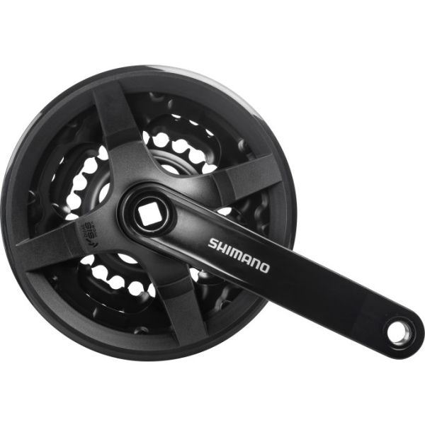 Shimano Kurbelgarnitur 6 7 8 Gang Tourney FC-TY301 mit 150 mm Kurbelarm 42 x 34 x 24 Zähne – Schwarz