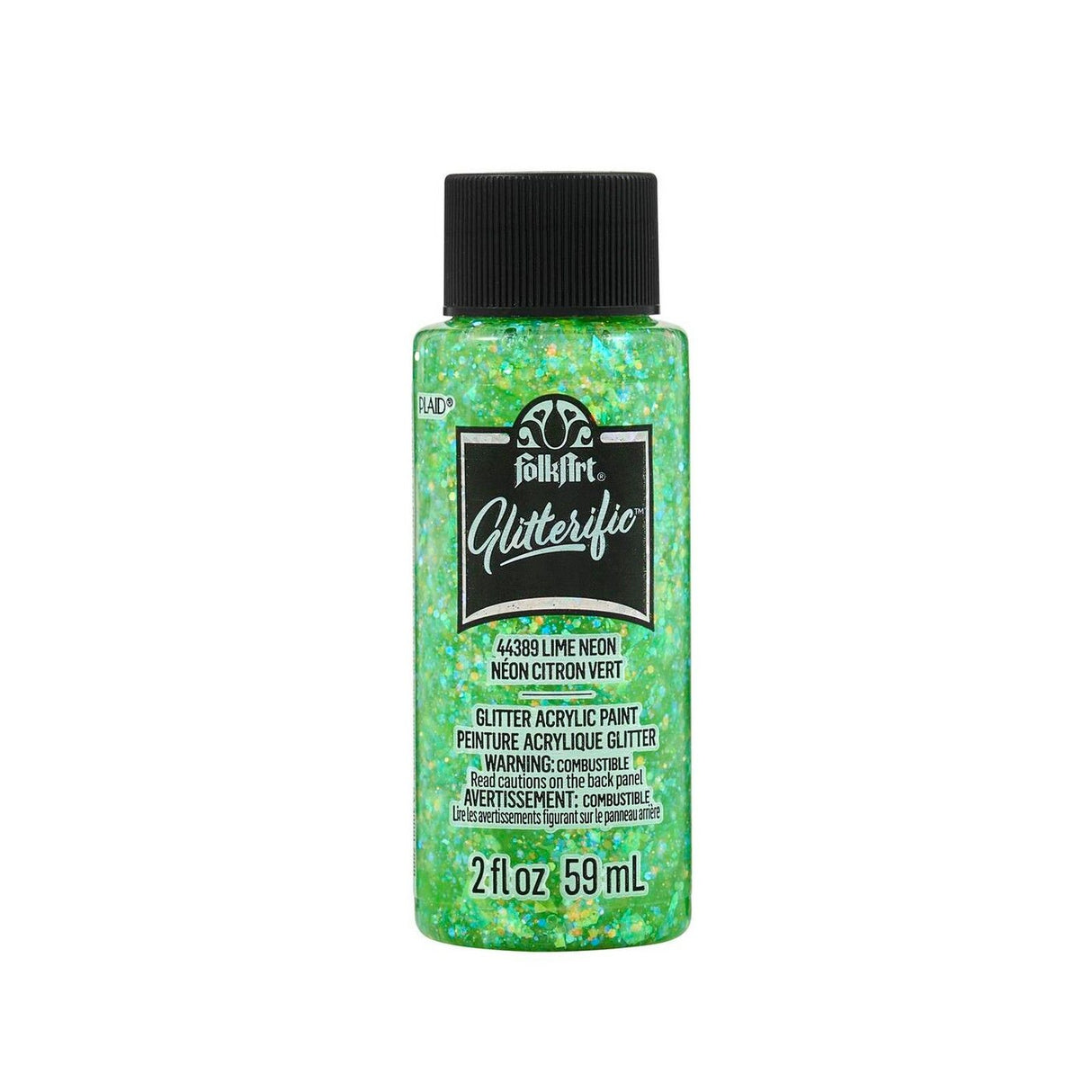 Folkart • glitzernde Acrylfarbe Neon Limette 59 ml