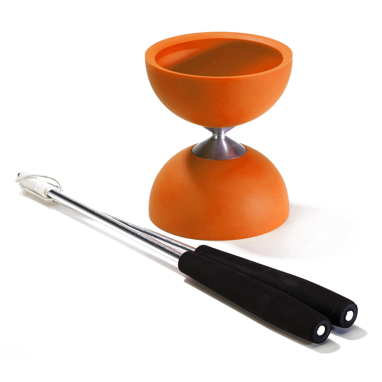 Eureka -Gummi -Diabolo mit Aluminiumstöcken - Orange
