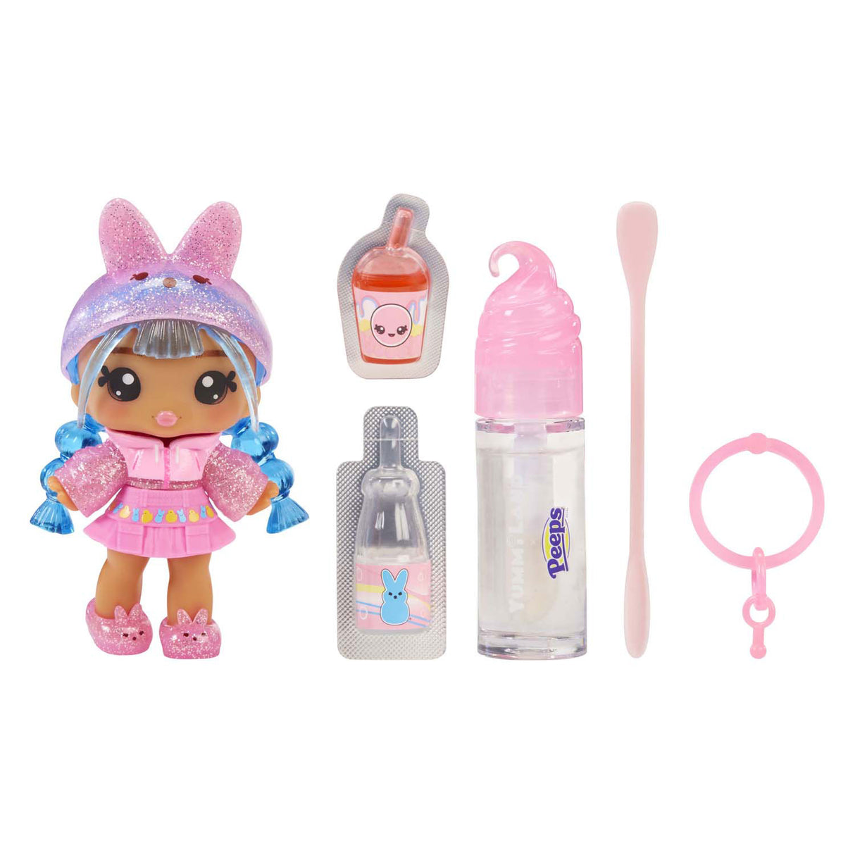 Mga Entertainment Yummiland Puppe – Ostern Marsha Peeps Pink mit Lipgloss-Set