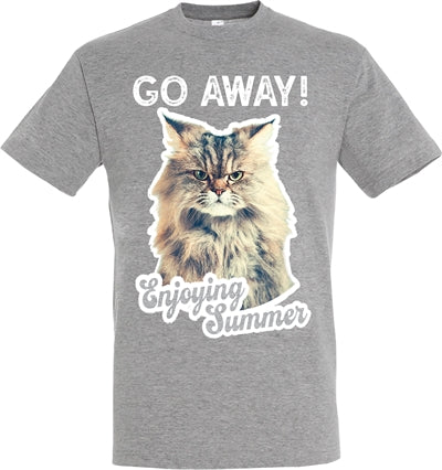 T-Shirt Go Away Katze grau
