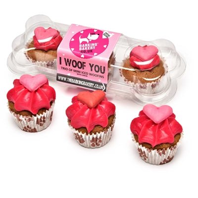 The Barking Bakery I Woof You Valentine Mini Iced Woofins Trio sortiert