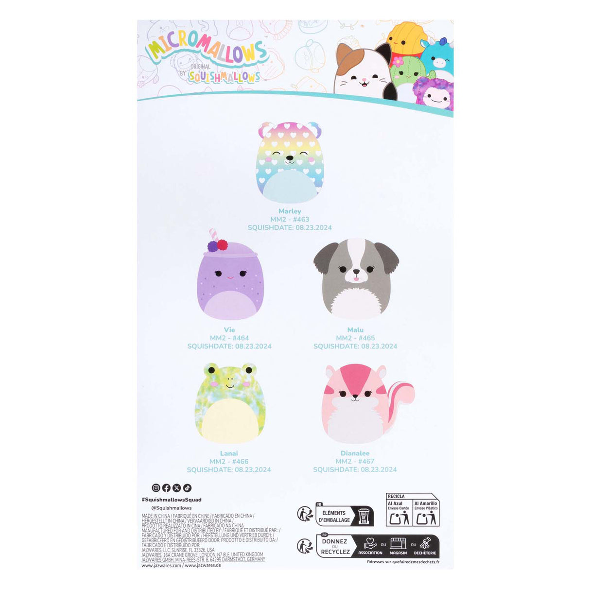 Jazwares Squishmallows Kuscheltier Plüsch Micromallows, 5 Stk.