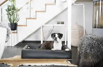Bia-Bettbezug aus Kunstleder für den Hundekorb, schwarz