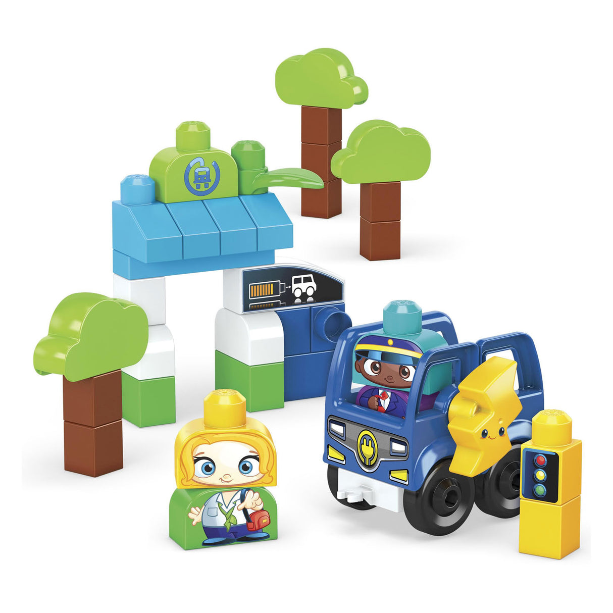 Mega Bloks Green Town ladet und fährt einen Bus