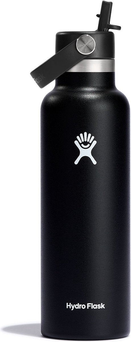 Hydro Flask Standard-Mund-Flex-Strohhalm-Trinkflasche (621 ml) – Schwarz
