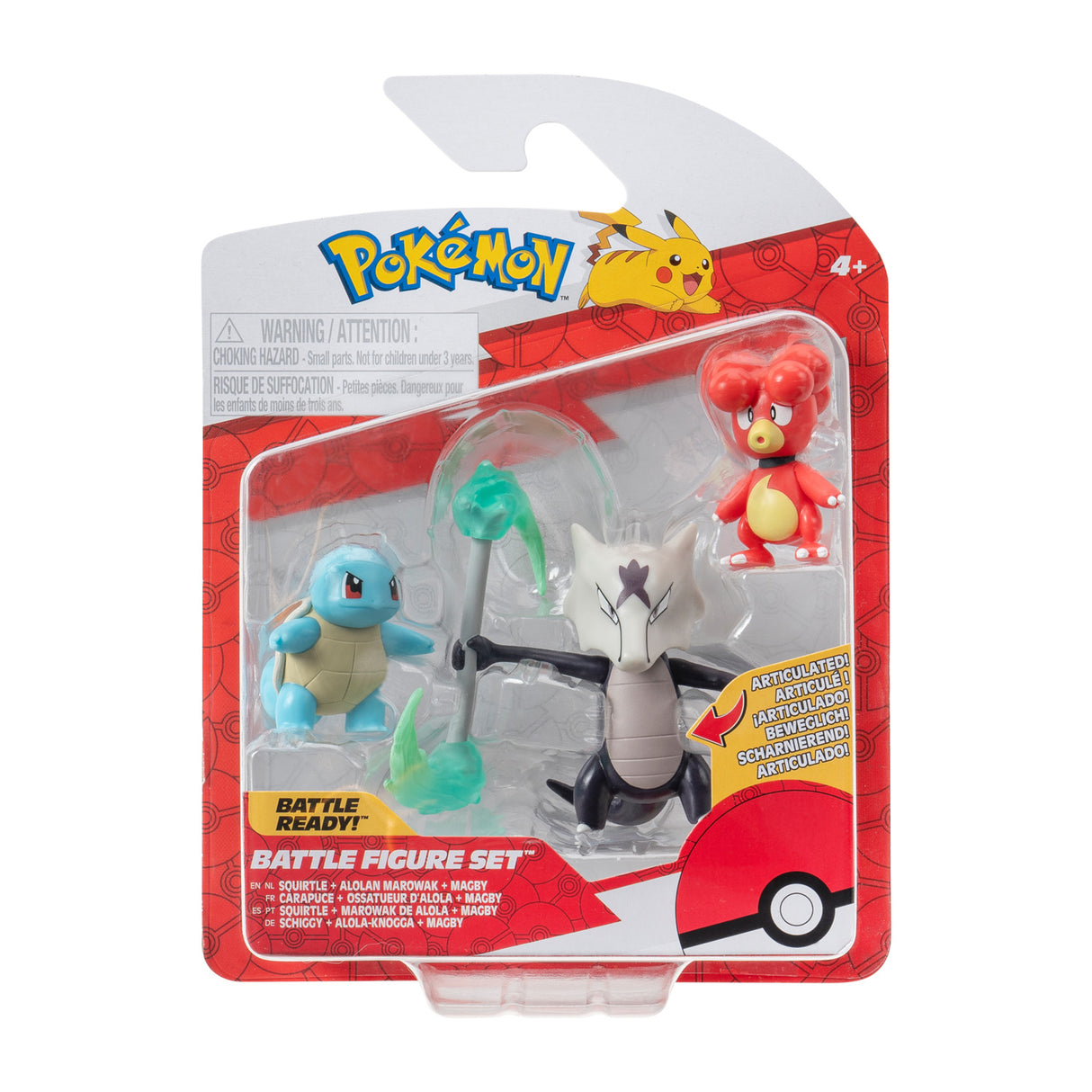 Boti Pokémon Batte Figur Set - Magby, Alolan, Marow, 3st.
