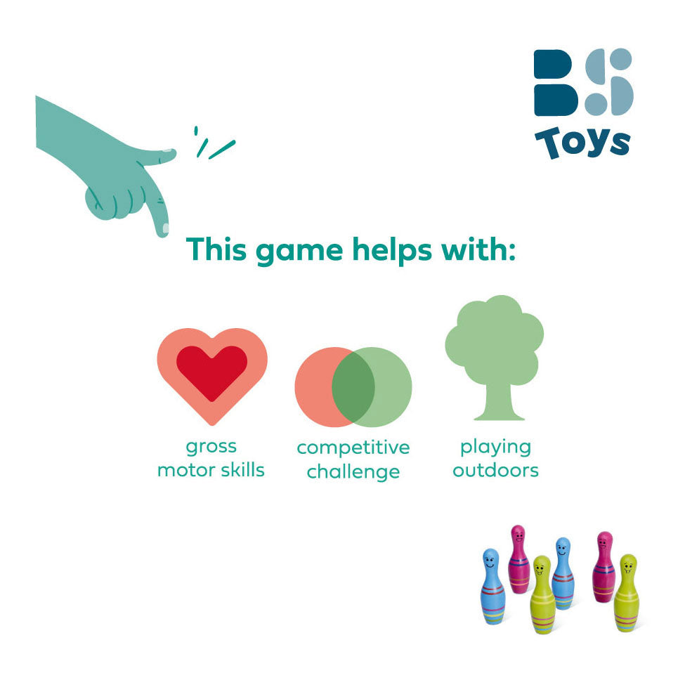 BS Toys Holz-Bowling-Set Skittels Junior, 7-teilig.