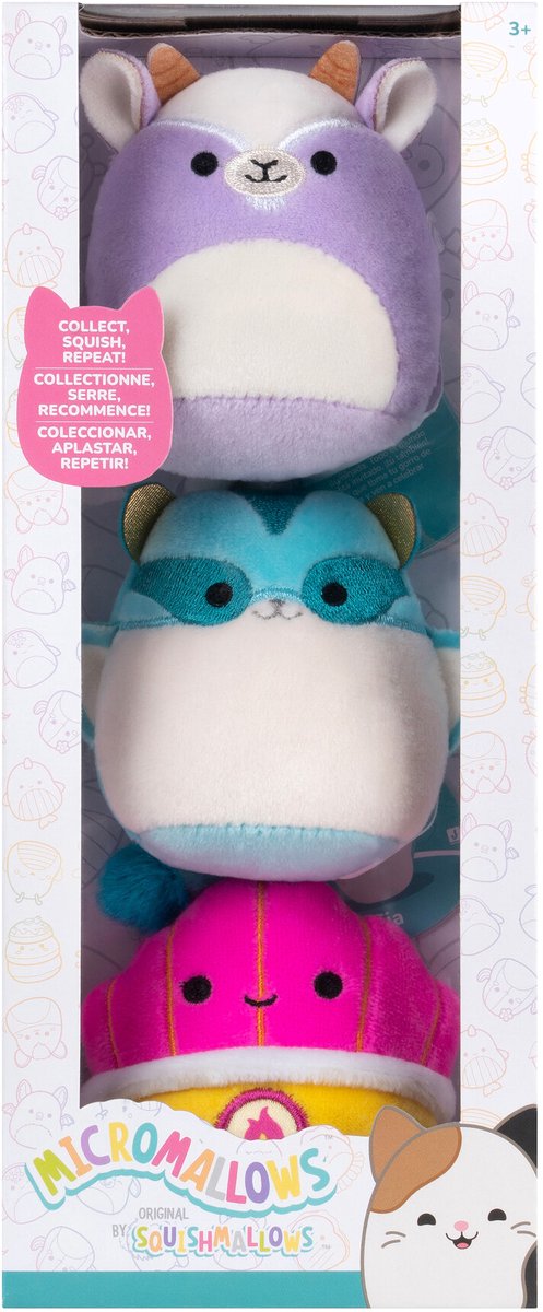 Jazwares Squishmallows Kuscheltier Plüsch – Micromallows Tia, Mariska, Louden – 3 Stück.