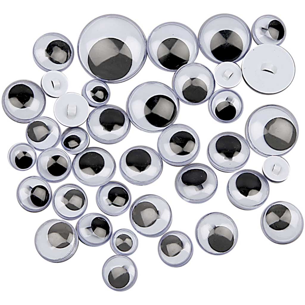 Creativ Company Kulleraugen, zum Aufnähen, zum Aufnähen, D 8-20 mm, 24 div. 1 Box