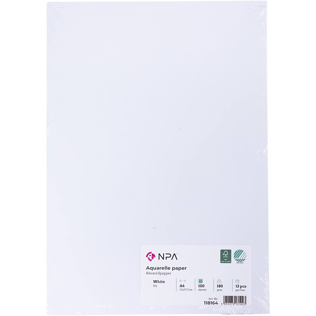 Aquarellpapier, A4, 180 g, weiß, 100 Blatt 1 Karton