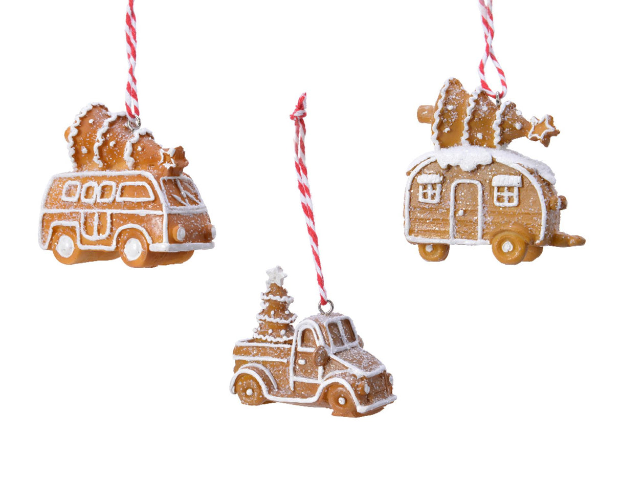 Decoris Weihnachtsanhänger Fahrzeug mit Weihnachtsbaum aus Poly