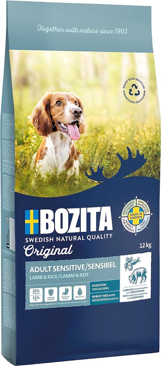 Bozita Hund Original Adult Sens. Verdauung. Lamm - 12 kg
