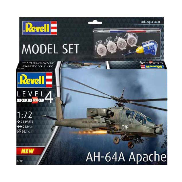 Revell Modellbausatz - Ah-64a Apache 1:72 - 71-tlg. - inkl. Grundfarben