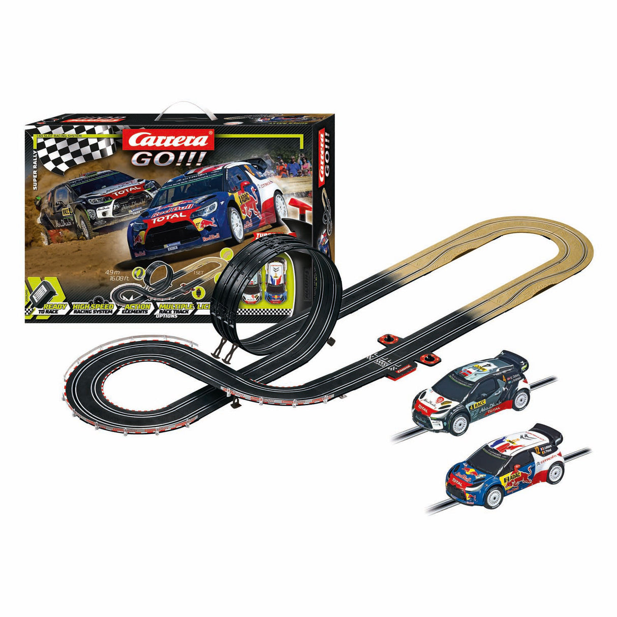 Carrera los!!! Super-Rallye - Rennstrecke mit 2 Autos - 1:43