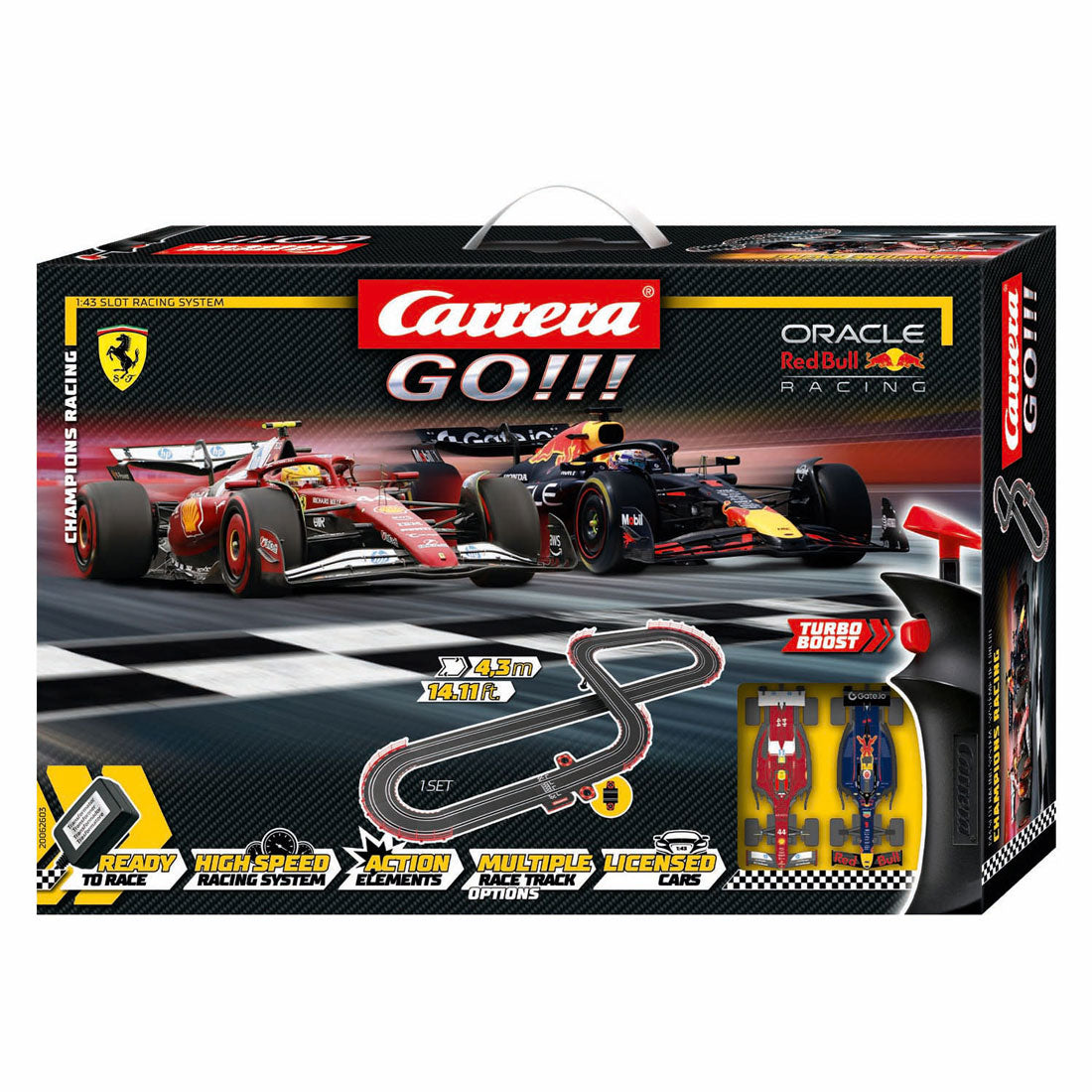Carrera los!!! Rennstrecke - Champion's Racing m. Verstappen Nr. 1 gegen l. Hamilton Nr.44