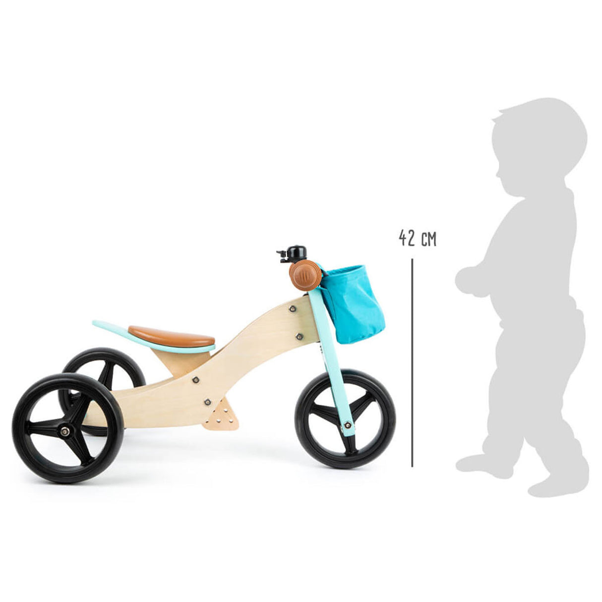 Kleiner Fuß - Holzdreirad und Balance Bike 2in1 Türkis