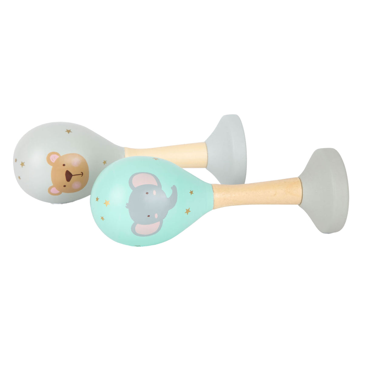Small Foot - Babyrassel Maracas-Tier aus Holz, 2er-Set
