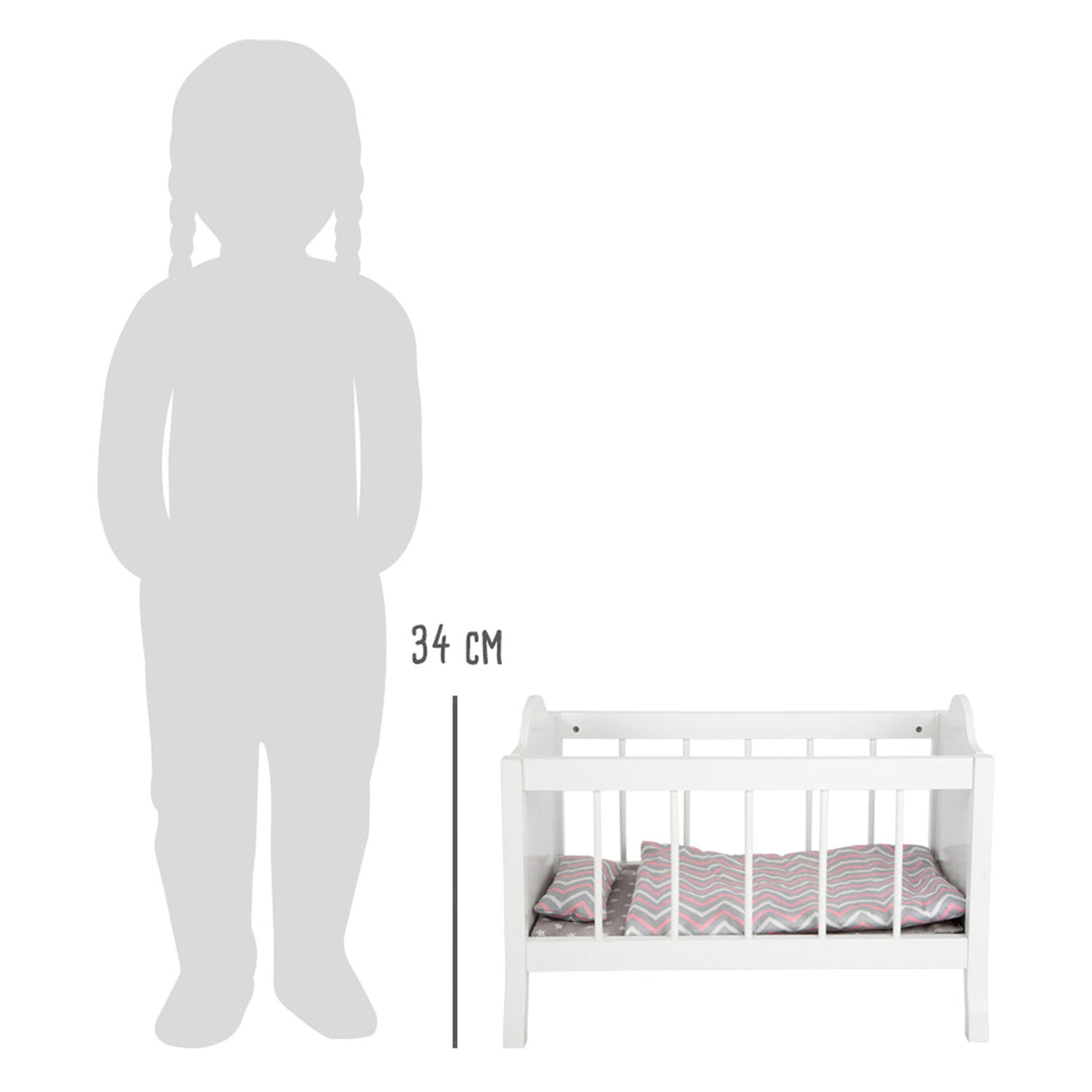 Small Foot Puppenbett mit Bettwäsche Junior 50 x 30 cm Holz weiß