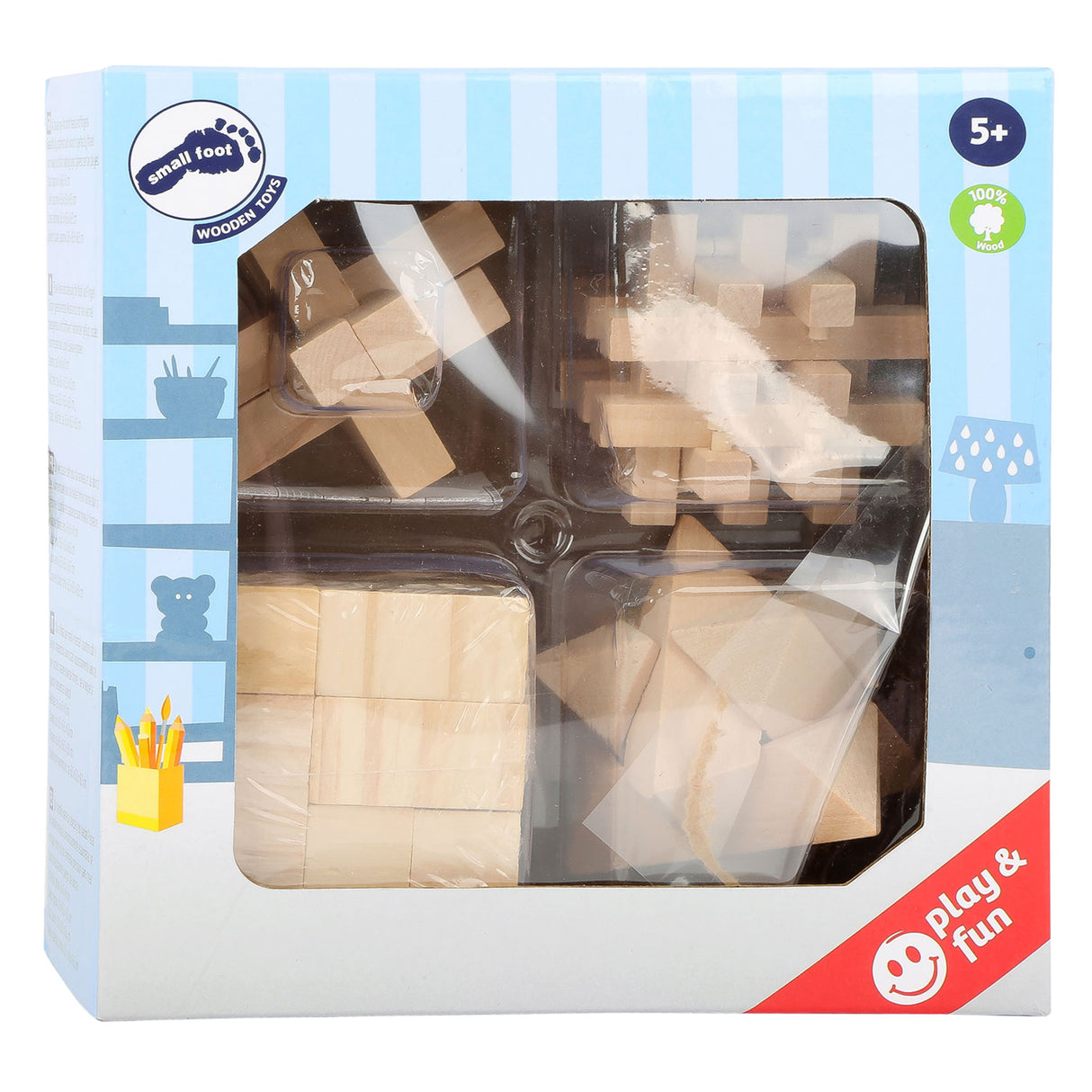 Kleiner Fuß - Holzhirnrätsel, 4 -Set von 4