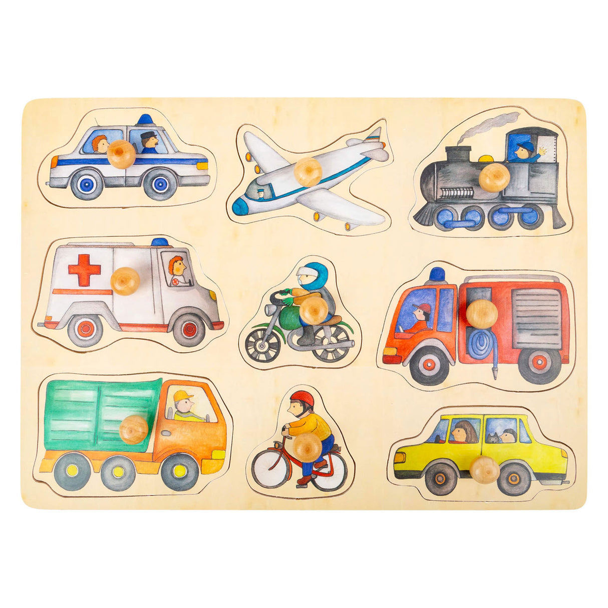 Small Foot - Holz-Studenpuzzle Stadtfahrzeuge, 9-tlg.