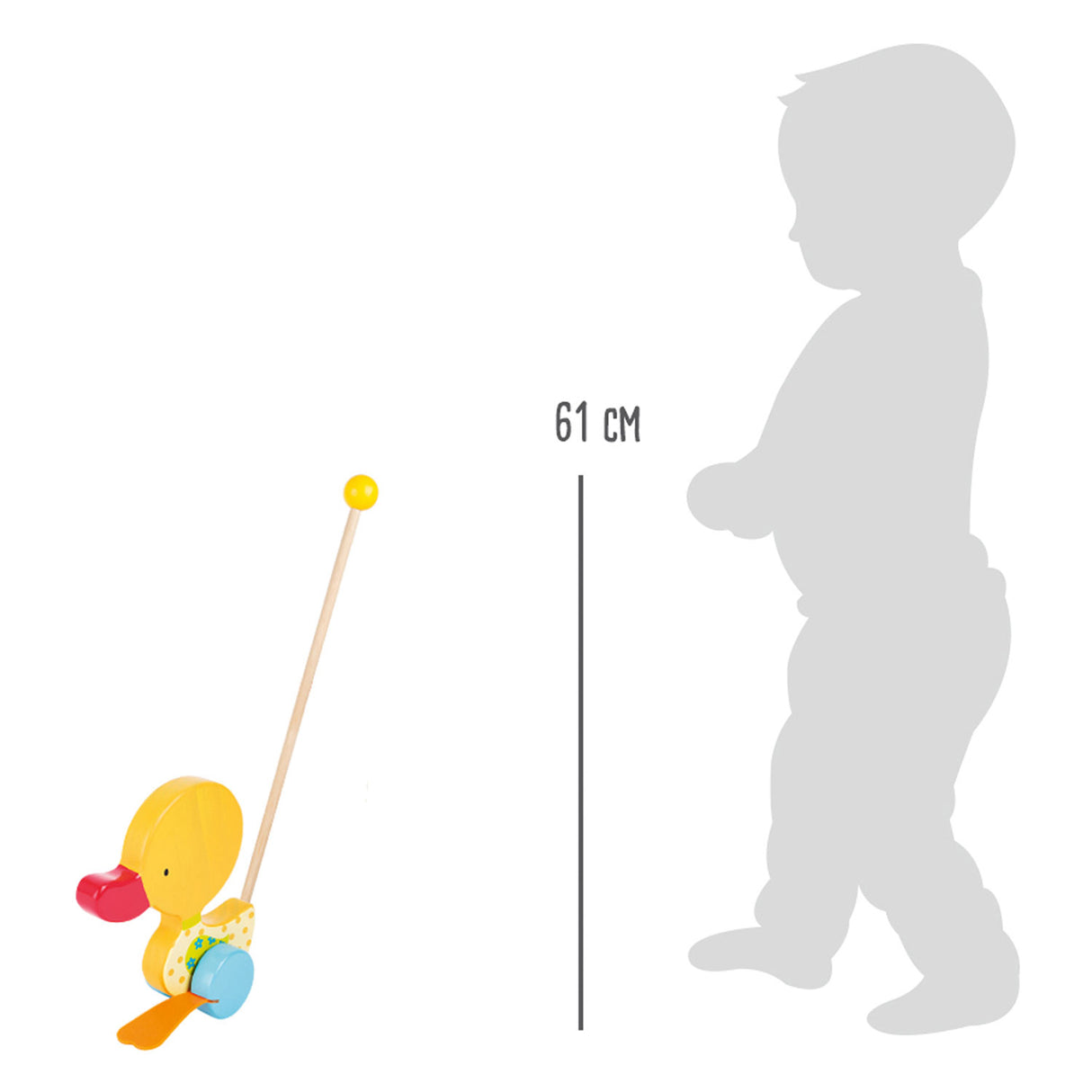 Small Foot - Schiebefigur Ente Tina aus Holz mit Stock