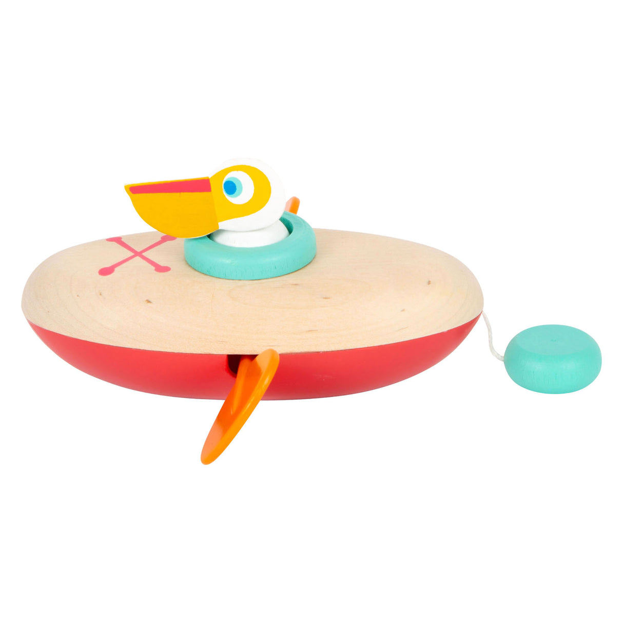 Small Foot - Badespielzeug Kanu Pelikan aus Holz zum Aufziehen