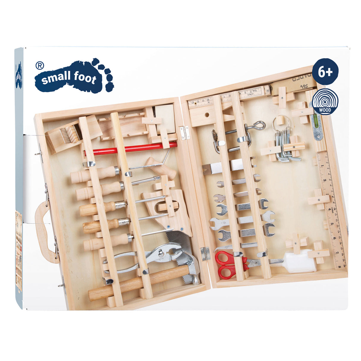 Kleiner Fuß - Holzwerkzeugkasten Deluxe mit Werkzeugen, 28dlg.