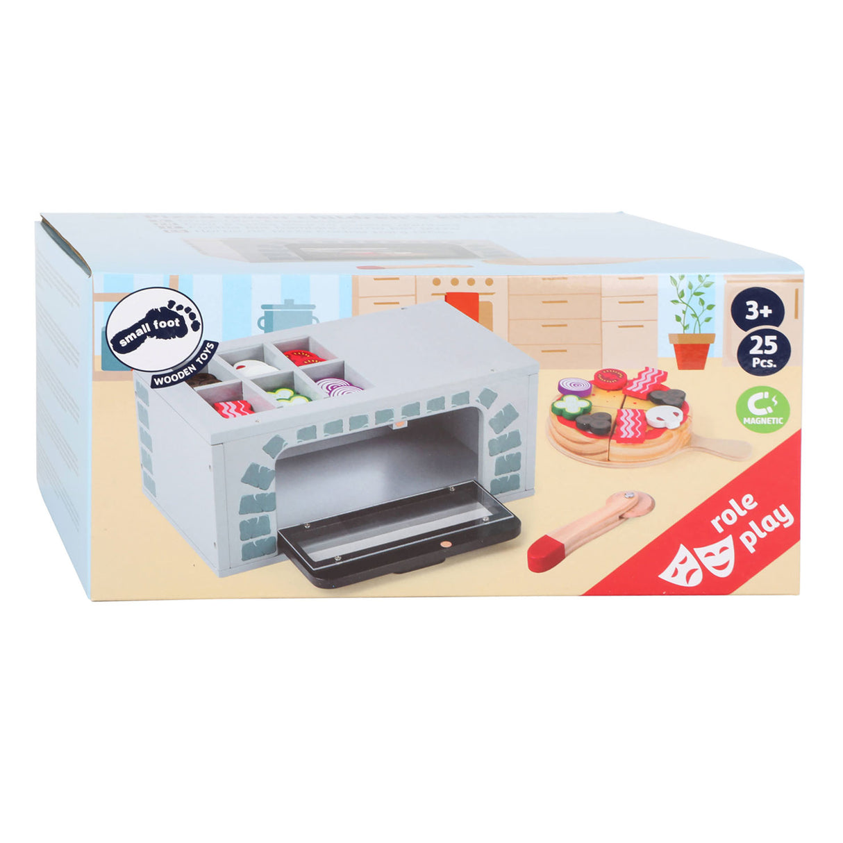 Kleiner Fuß - Holzplayets Pizza -oven -Set, 25dlg.