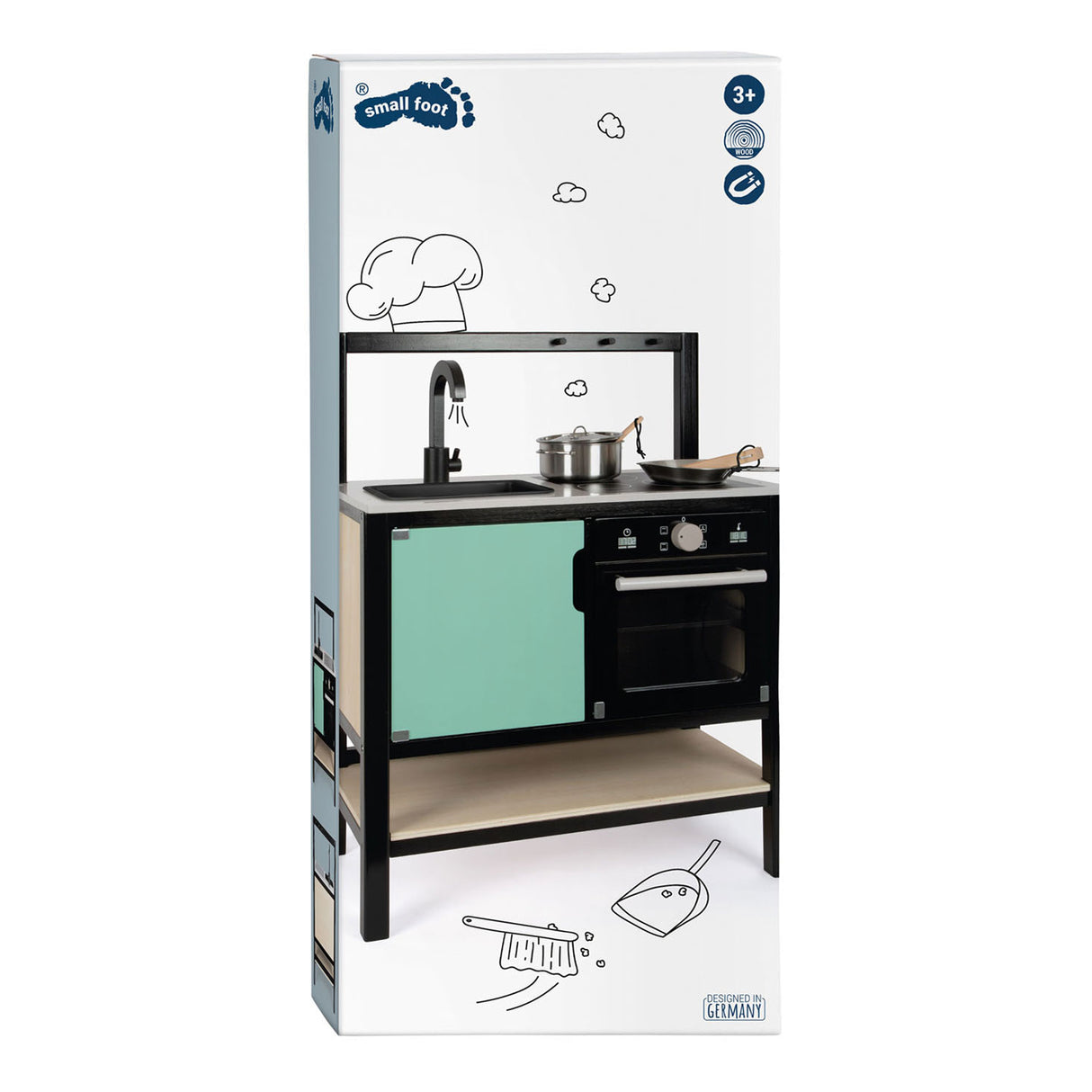 Small Foot - Industrielle Spielküche aus Holz, 6-teilig.