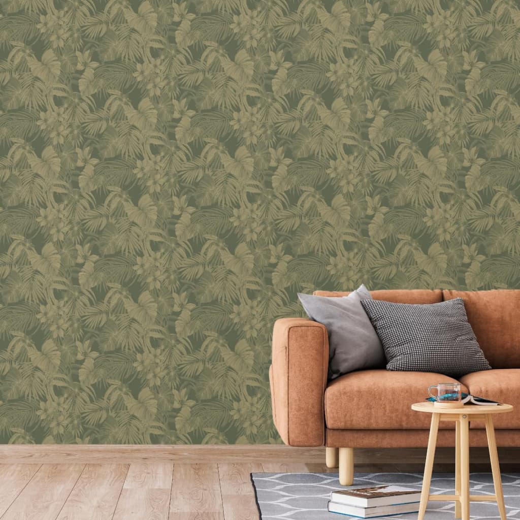 Niederländische Wandverkleidung Tapete Joelle Green und Goldfarbe