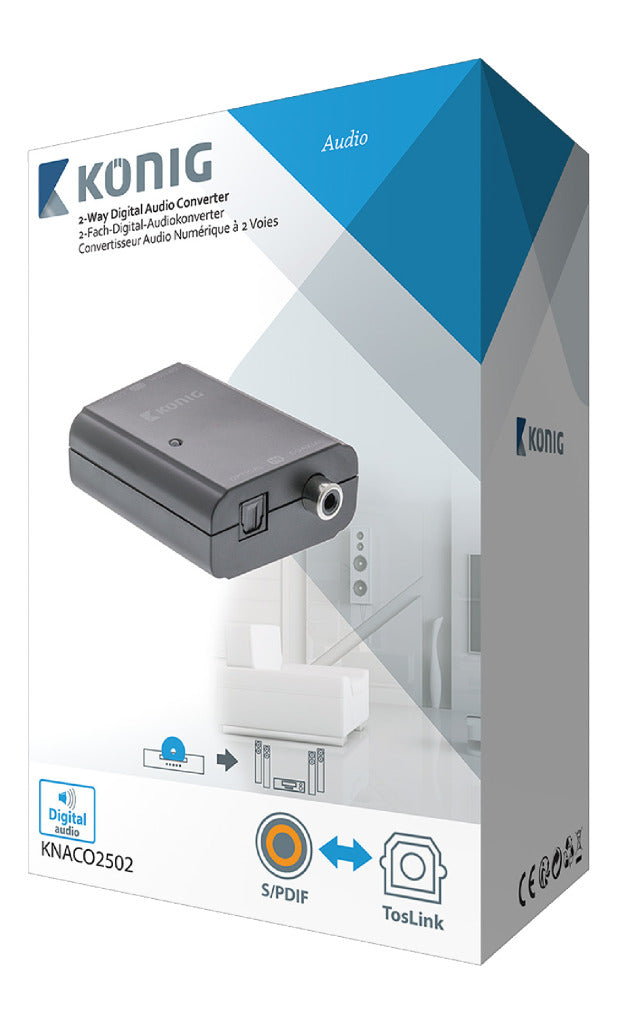 K ouml;nig König KNACO2502 Digital Audio Konverter 1x Toslink Buchse + 1x S PDIF (RCA) Buchse 1x Toslink Buchse + 1x SPDIF (RCA) Buchse Dunkelgrau
