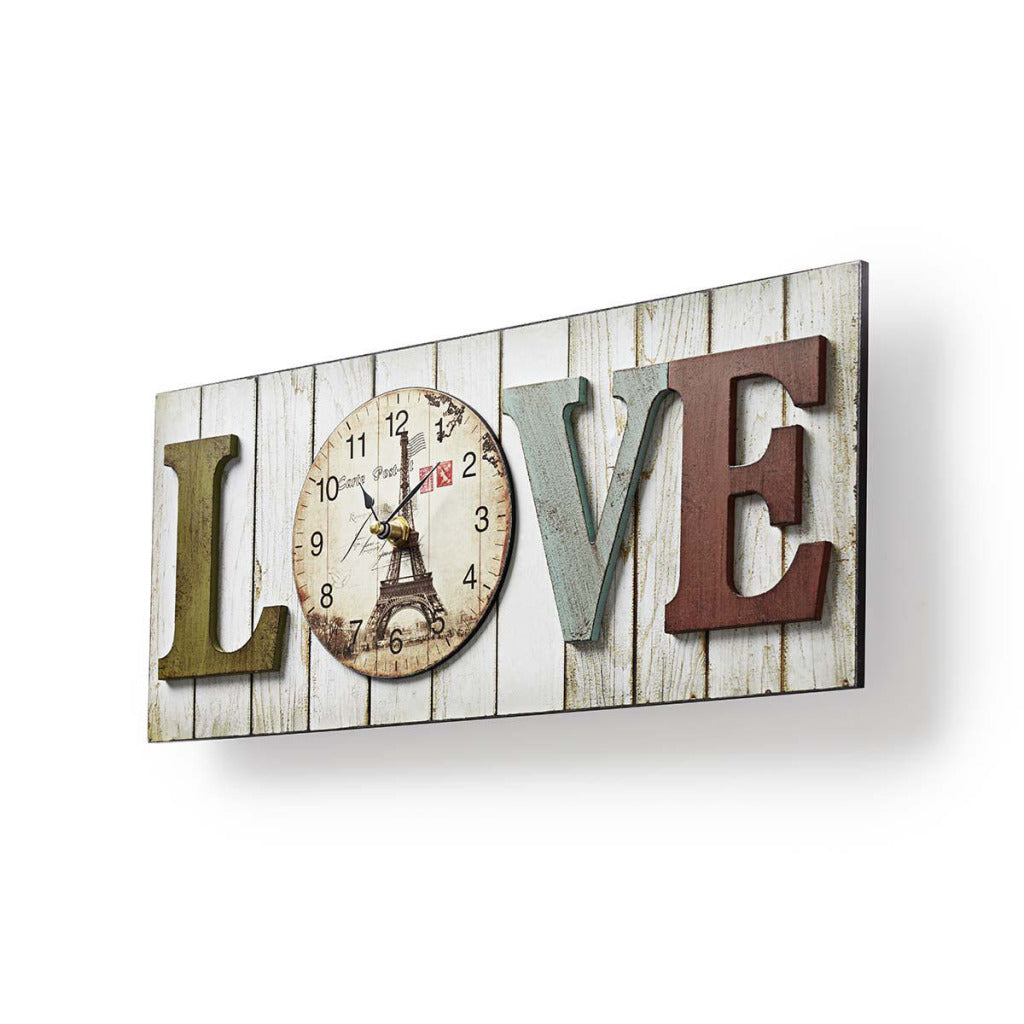 Nedis CLWA001WDL40 Wanduhr im Holzstil mit Rahmen, Modell #039;love #039;