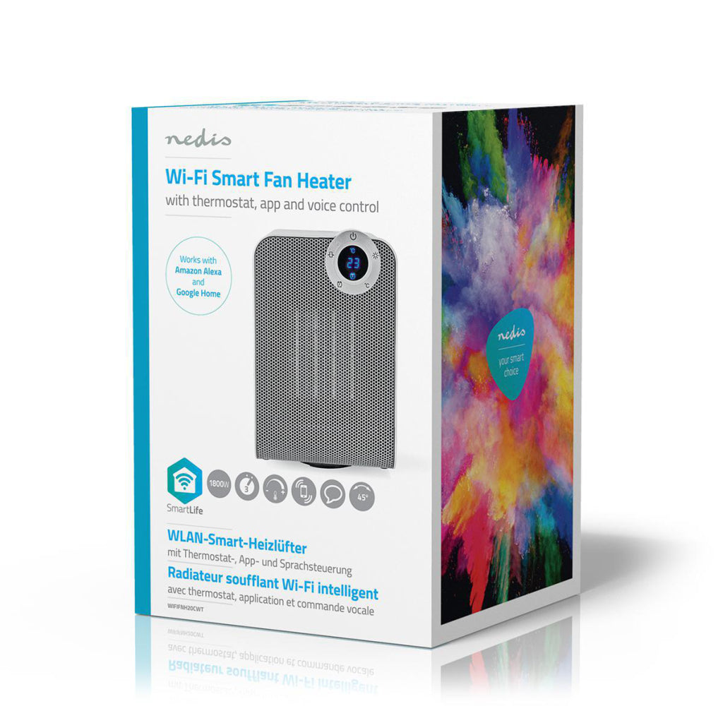 Nedis wififnh20cwt intelligenter Heizlüfter mit Wi-Fi-Kompaktthermostatoszillation 1800 W weiß