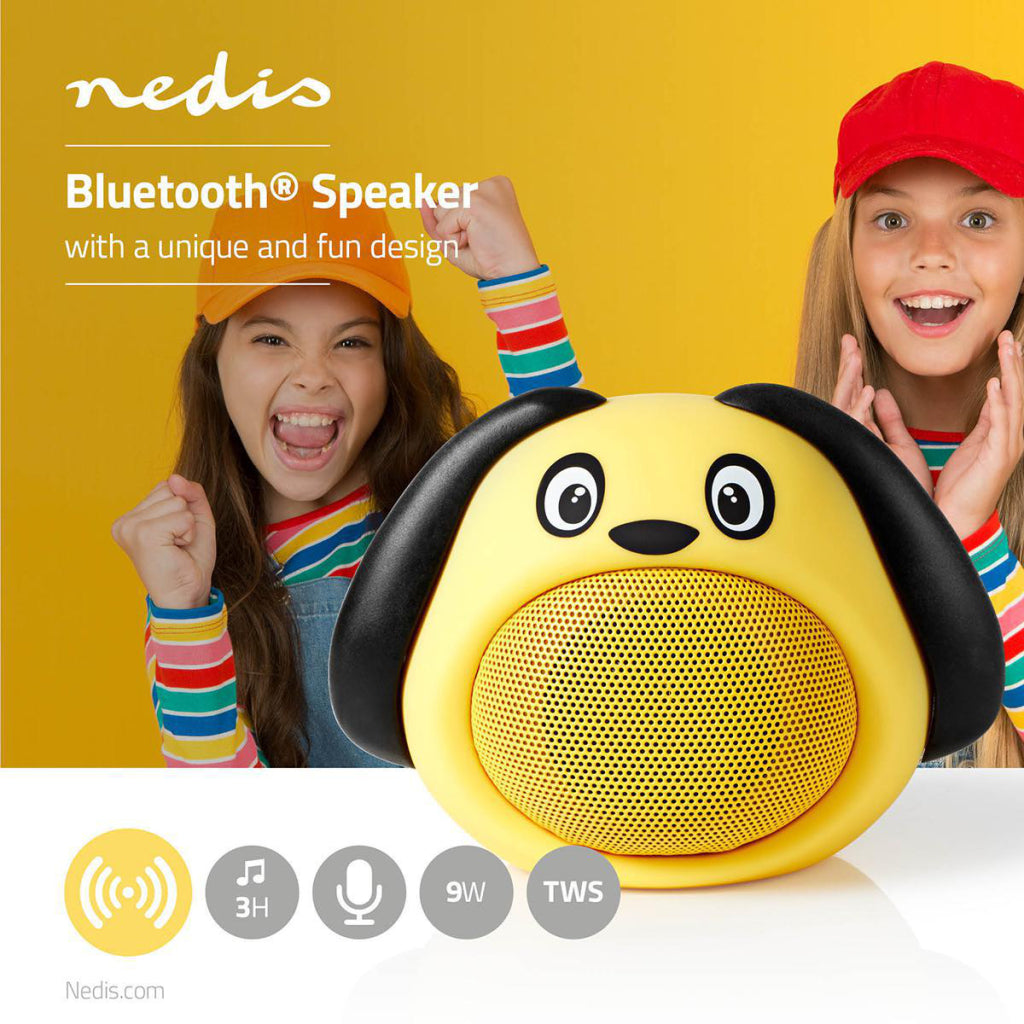 Nedis SPBT4110YW Animatics Bluetooth-Lautsprecher 3 Stunden Spielzeit Freisprechen mit staubigem Hund