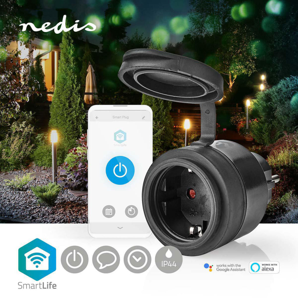 Nedis wifipo110fbk smartlife smart plug wifi ip44 3680w schwarz