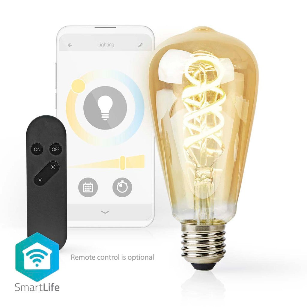 Nedis Wi-Fi LRT10ST64 SmartLife LED-Glühlampe, WLAN, E27, 360 lm, 4,9 W, warm bis kaltweiß, 1800–6500 K, Glas, Android Trade; ios st64