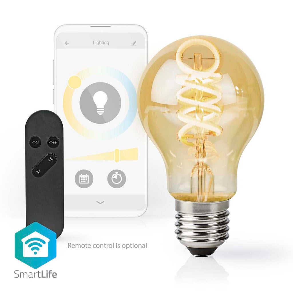 Nedis Wi-Fi LRT10A60 SmartLife LED-Glühlampe, WLAN, E27, 360 lm, 4,9 W, warm bis kaltweiß, 1800–6500 K, Glas, Android Trade; iOS-Peer