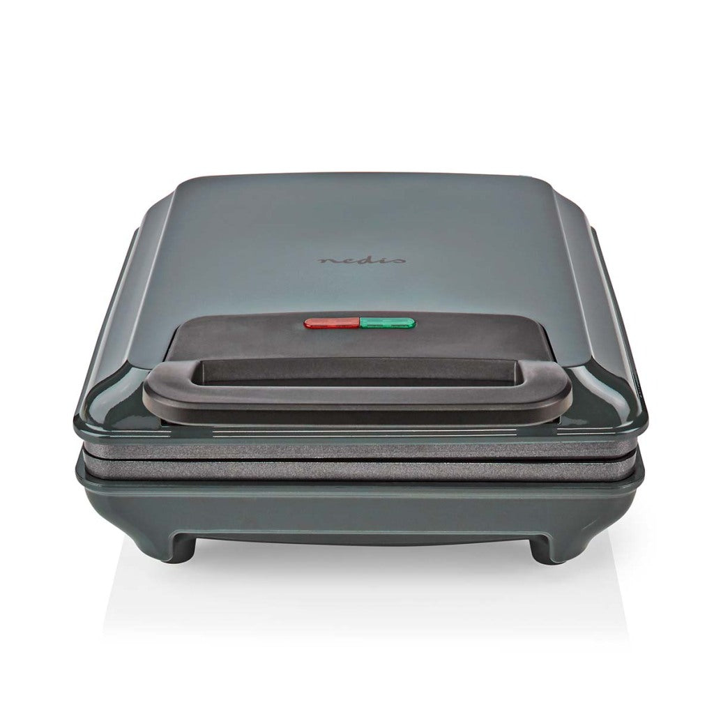 Nedis KAWP210FBK Waffeleisen, belgische Waffeln, 22 x 12,5 cm, 1200 W, automatische Temperaturregelung, Aluminium