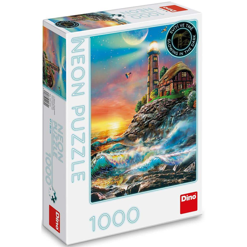 Dinotoys Dino-Puzzle „Lichtturm auf einem Berg mit Neon“, 1000 Teile