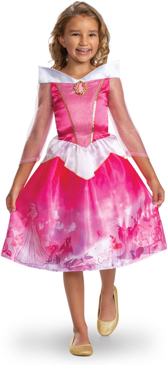 Disney-Prinzessin-Verkleidung – Dornröschen, Aurora-Märchenbuch-Kleid, klassisch, Größe XS (3–4 Jahre), Mädchen