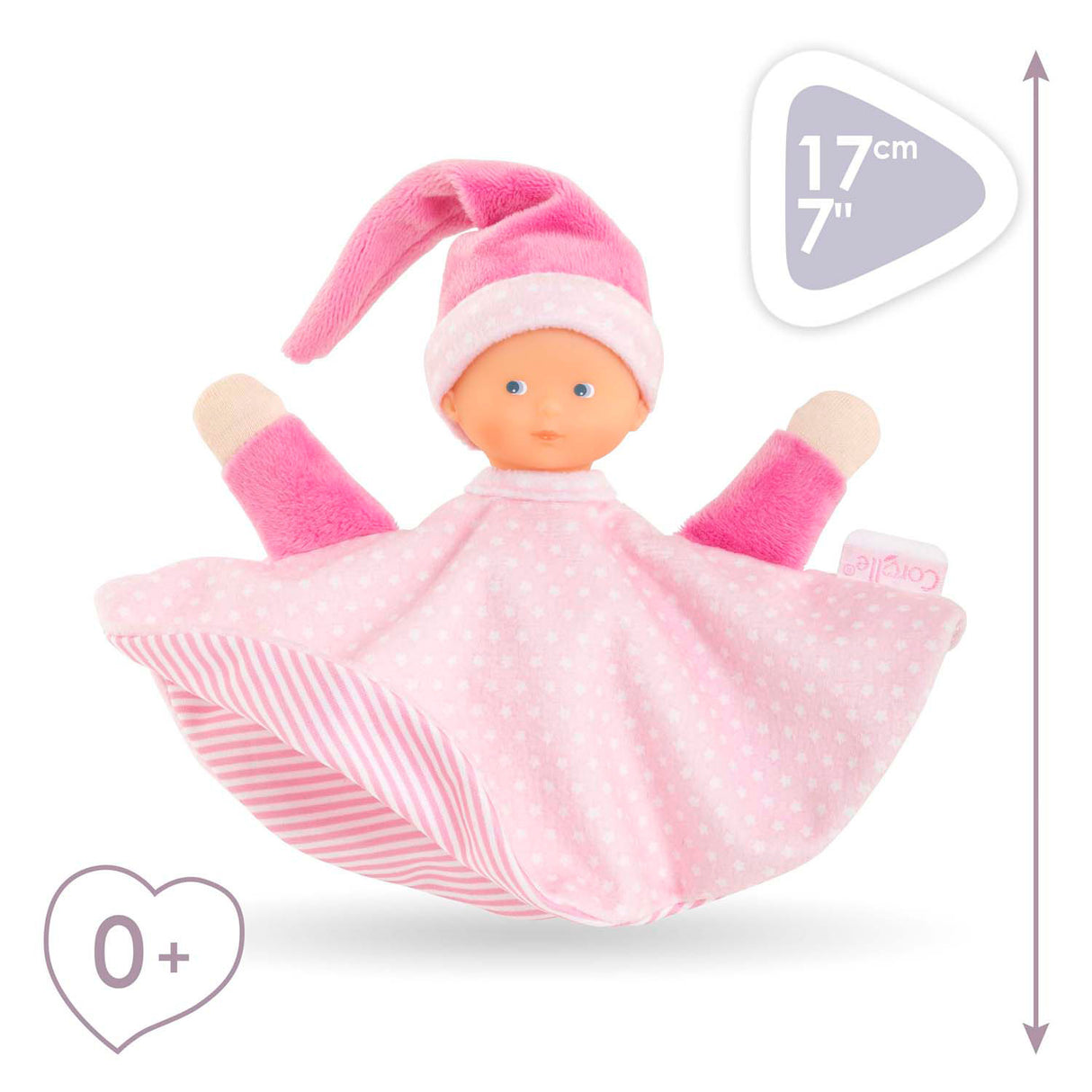 Corolle tidoudou – rosa Kuscheltuch, 17 cm