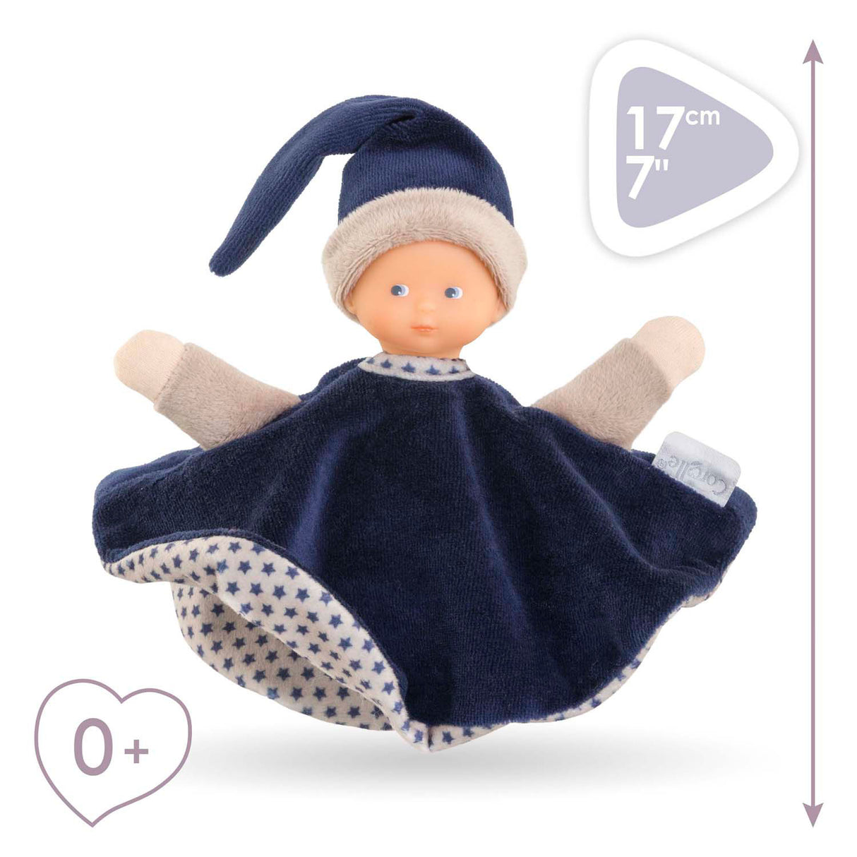 Corolle tidoudou – marineblaues Kuscheltuch, 17 cm