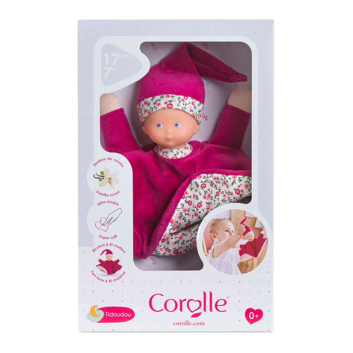 Corolle tidoudou – rosa Grenadine-Kuscheltuch, 17 cm