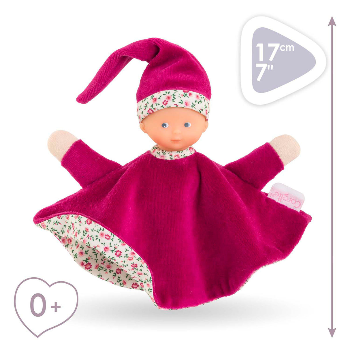 Corolle tidoudou – rosa Grenadine-Kuscheltuch, 17 cm