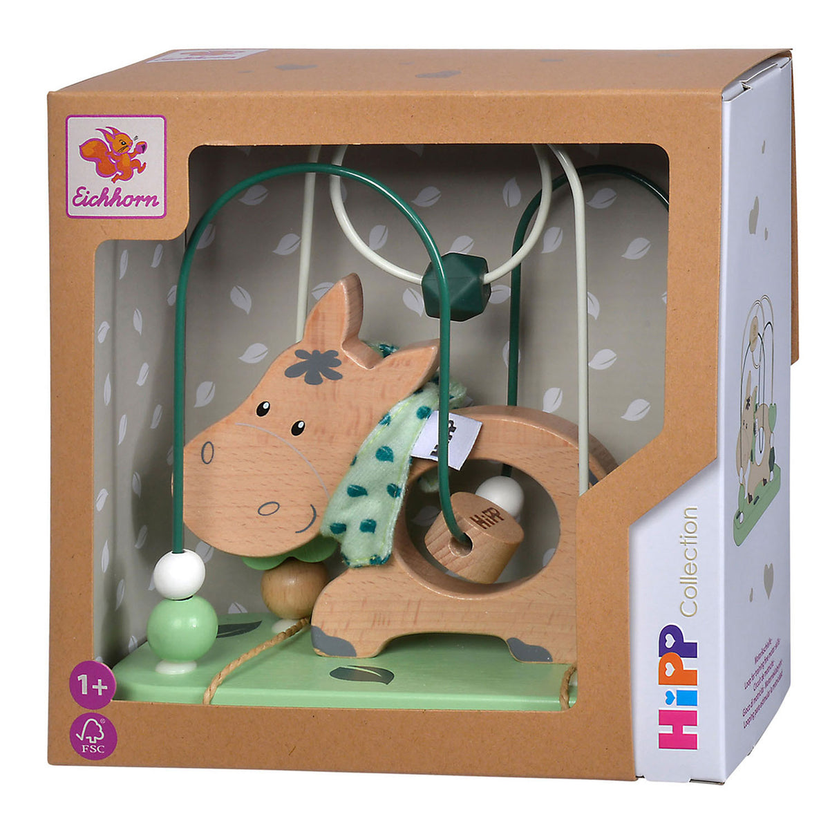 Eichhorn Motorikspielzeug Esel aus Holz – bunte Babyspirale.