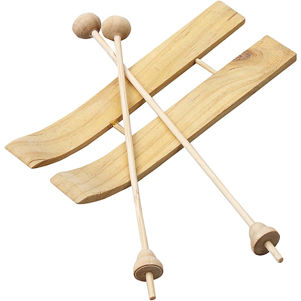 Creativ Company Holz -Mini -Ski mit Stöcken, 3 Paare